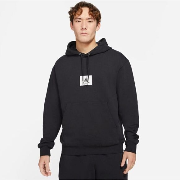 Air Jordan 1 3 4 Essentials Flight Hoodie Fleece Men's S Black White DQ7338-010 - Picture 3 of 16